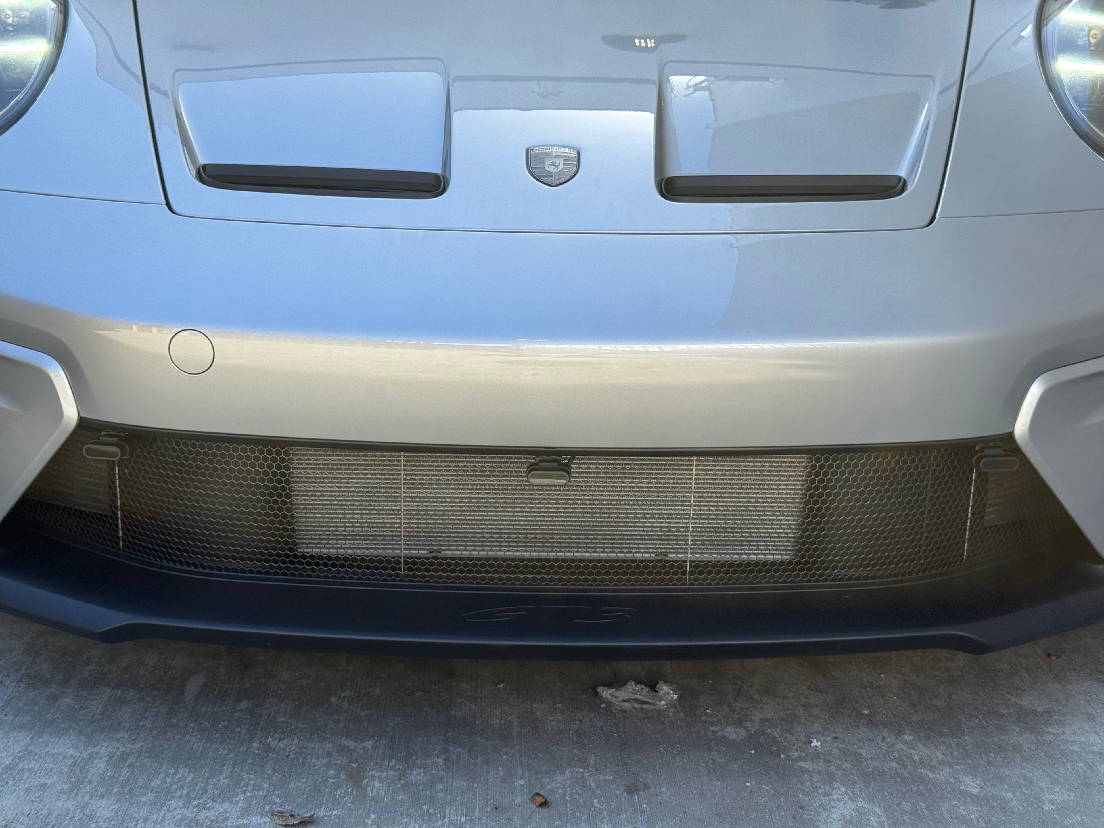 Porsche GT3 front bumper — ZR6 laser shifter installation wide shot